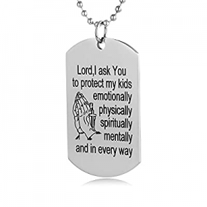 FAYERXL Lord's Prayer Dog Tag Necklace Christian Jewelry Military Cross Praying Hands Gift now 55...