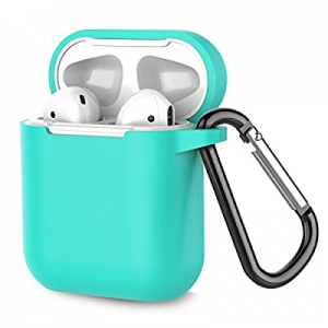 Coffea Protective Silicone Case with Keychain for Apple AirPods 1 & 2 (Front LED Not Visible) (Green