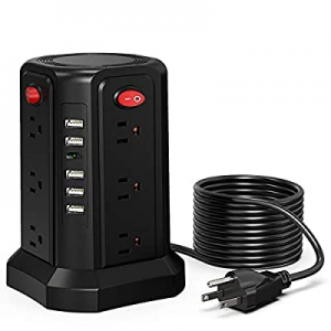 Surge Protector Power Strip 16.4FT/5M 5 USB Ports 12 Outlet Power Strip with USB Long Cord Outlet Su