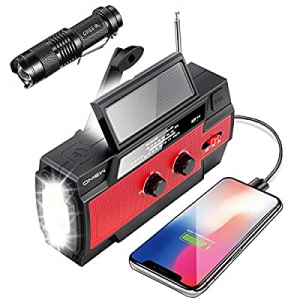 Emergency Radio, OMEW New 4000mAh Portable Solar Hand Crank NOAA Weather Radio with AM/FM, Motion Se