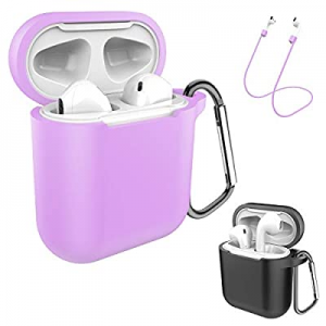 AirPods Case Keychain, Coffea 2 Pack Protective Silicone Case Cover and Skin with Anti-Lost Strap fo