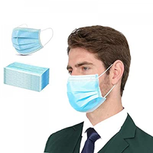 50 PCS Blue Disposable Face Mask, 3 Layers Filter Non-Woven Anti Dust Ear Loop Comfort (Blue 50 pcs)