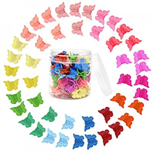 100 Pcs Butterfly Hair Clips with Box, Fengek Matte Mini Hair Claw Clips Hair Accessories for Girls 