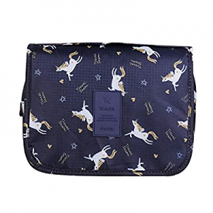 Hanging Travel Toiletry Bag Cosmetic Make up Organizer (horse blue)