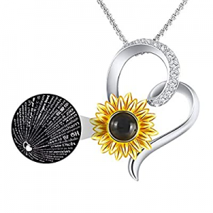 50.0% off SNZM Heart Necklace for Women -You are My Sunshine Sunflower Pendant Necklace Love Chris..