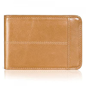 67.0% off Mens Wallet Slim Genuine Leather RFID Thin Bifold Wallets For Men Minimalist Front Pocke..