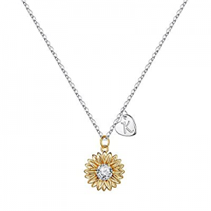MONOZO Initial Sunflower Necklace for Women Girls now 70.0% off , 14k Gold Plated Sunflower Neckla..