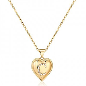 M MOOHAM Gold Initial Heart Necklace for Women now 60.0% off , Dainty Letter Charm Initial Necklac..