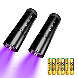 TICOZE UV Flashlight Black light 2 Pack 12 LEDS 395nM Blacklight Detector for Dog Urine Pet stains..