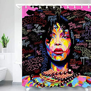 60.0% off Diamerd African American Shower Curtains for Bathroom - Waterproof Fabric No Fading Blac..