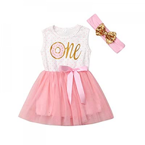 30.0% off Newborn Baby Girls Pink Striped Tutu Dress First Birthday Skirt Outfits Casual Donut Pri..
