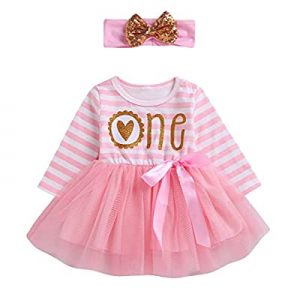 60.0% off Newborn Baby Girls Pink Striped Tutu Dress First Birthday Skirt Outfits Casual Donut Pri..