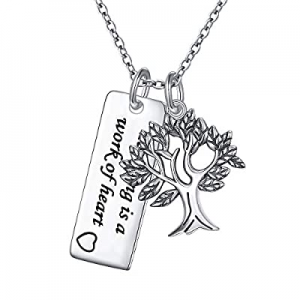 One Day Only！S925 Sterling Silver Teacher Appreciation Gifts Necklace Engraved Teacher Gift from S..