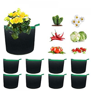 Diamerd 8 Pack 5 Gallon Plant Grow Bags Thickened Nonwoven Fabric Flower Vegetable Plants Pots Con..