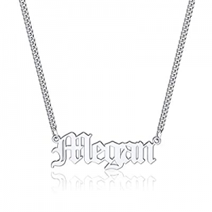 One Day Only！Iefil Custom Name Necklace Personalized now 60.0% off , Stainless Steel Old English C..