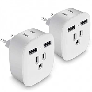 European Plug Adapter now 25.0% off , Upgraded 4 in 1 US to Europe Travel Plug Adapter with 2 USB ..