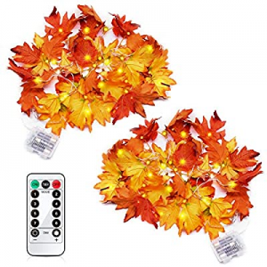 60.0% off GEJRIO Thanksgiving Decorations Lighted Fall Garland 8.2ft 20 LED - Christmas Decor Ligh..