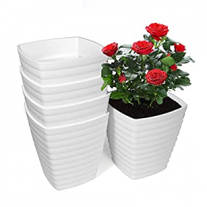 One Day Only！Plastic Plant Pots now 50.0% off , 6 inch Plastic Planters Indoor with Drainage Hole ..