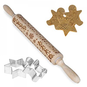 Embossed Rolling Pins Christmas Rolling Pins now 50.0% off , 3D Engraved with Snowflake Christmas ..