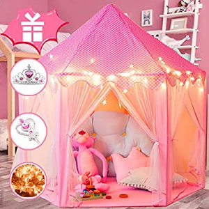 WOOD CITY Princess Castle Play Tents for Girls now 40.0% off , Kids Playhouse Indoor & Outdoor wit..