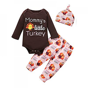 Happidoo Toddler Girls My First Thanksgiving Outfit Baby Girl Pumpkin Gobble Turkey Pant Set now 3..