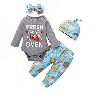 50.0% off Happidoo 4PCS Baby Boy Girl First Thanksgiving Outfits Fresh Outta The Oven Funny Bodysu..