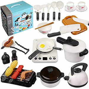 50.0% off QDH Play Kitchen Accessories Kitchen Set for Kids Pretend Play Cooking Set Electronic In..