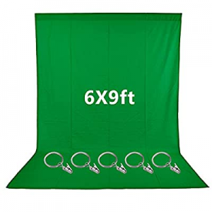 One Day Only！Neewer 6x9 feet/1.8x2.7 Meters Green Muslin Backdrop with 5 Pieces Ring Metal Holding..