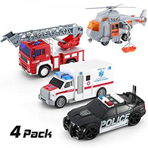 KeepRunning 4 Pack Friction Powered City Hero Play Set Including Fire Engine Truck now 20.0% off ,..