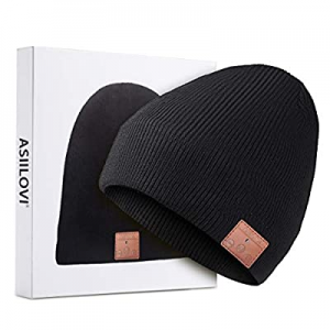 ASIILOVI Bluetooth Beanie, Bluetooth 5.0 Wireless Winter Warm Knit Hats Cap with Double Fleece Lined