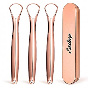 Tongue Scraper Cleaner with Nice Travel Case, Easkep 3 Pack 100% Professional Reusable Stainless Ste