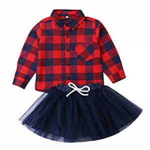 One Day Only！Girls'It's My Birthday Print Shirt Tutu Skirt Dress Outfit Set now 60.0% off 