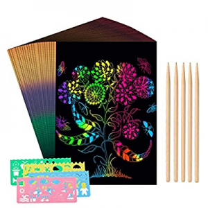 30.0% off Lacmkey Scratch Paper Art Set for Kids -50 PcsRainbow Magic Scratch Off Arts and Crafts ..