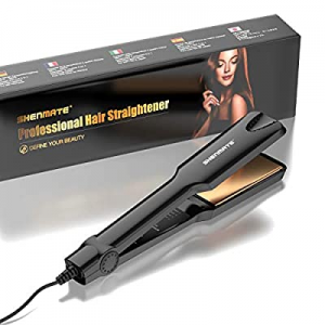 SHENMATE Professional Titanium Flat Iron Hair Straightener, Dual Voltage, Instant Heating, 1.75 Inch