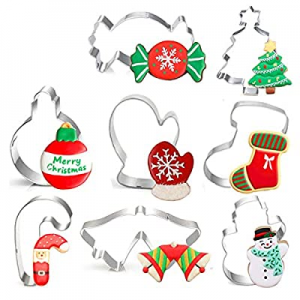 Christmas 8pcs Cookie Cutters Set for Holiday - Stainless Steel Cookie Mold Tools for Fondant Bisc..
