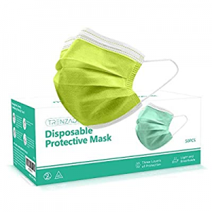 50 Pcs Disposable Face Masks - 3 Ply Breathable Facial Cover with Elastic Earloop - Green now 50.0..