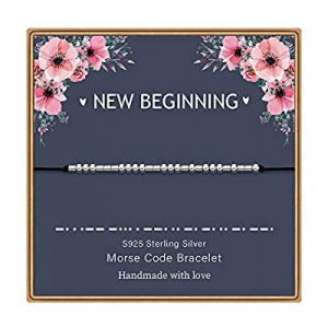 One Day Only！MONOZO Morse Code Bracelets for Women now 80.0% off , S925 Sterling Silver Beads Mors..
