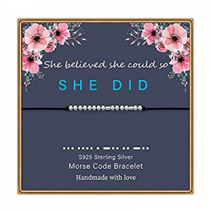 One Day Only！MONOZO Morse Code Bracelets for Women now 80.0% off , S925 Sterling Silver Beads Mors..