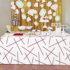 One Day Only！Hiasan Red Foil Printed Rectangle Tablecloth - Wrinkle Resistant Washable Decorative ..