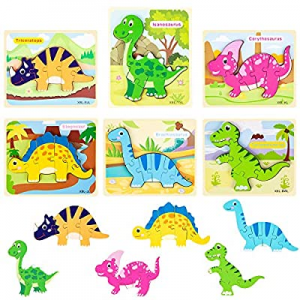 Wooden Jigsaw Puzzles for Toddlers now 30.0% off , 6 Pack Dinosaur Puzzles for Toddlers Aged 1-3, ..