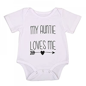 Gaono Newborn Baby Auntie Letter Print Short Sleeve Romper Infant Summer Clothing now 70.0% off 