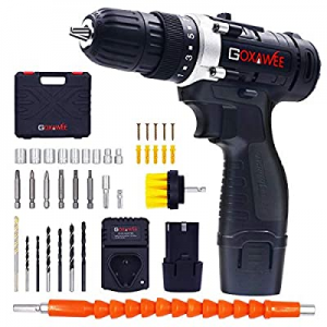 One Day Only！Cordless Drill with 2 Batteries - GOXAWEE Electric Screw Driver Set 100pcs (Max Torqu..