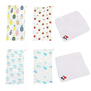 One Day Only！50.0% off Large Muslin Burp Cloths 6 Pack Cotton Baby Washcloths Extra Soft and Absor..