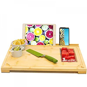 One Day Only！Extra Large Modern Bamboo Cutting Board - Phone now 10.0% off , ipad, Tablet Holder -..