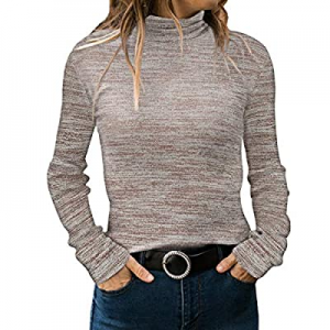 Auxo Women Long Sleeve Slim Fit Knitted Mock Turtleneck Pullover Sweater Top Shirt now 50.0% off 