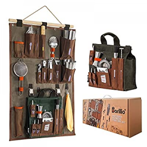20.0% off Bartender Wall Organizer With Bar tool Set | Professional Bartender Kit With Waxed Canva..