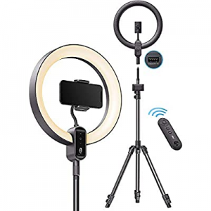 TaoTronics 12'' Ring Light, Dimmable LED Ring Light with 78'' Tripod Stand, Outer 24W 6500K, USB Cha