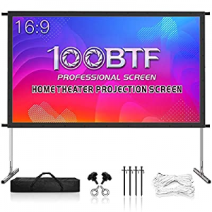 Projector Screen with Stand, 135 inch Premium 3 Layers PVC Movie Screen, 4K HD 16:9 Outdoor/Indoor F