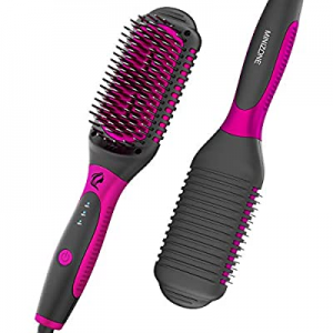 MINIZONE Hair Straightener Brush 2 IN 1 Ionic Straightening Brush with 3 Heat Levels Fast Ceramic He