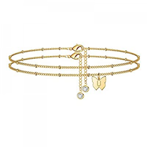 Ursteel Ankle Bracelets for Women now 70.0% off , 14K Gold Plated Dainty Layered Butterfly Initial..